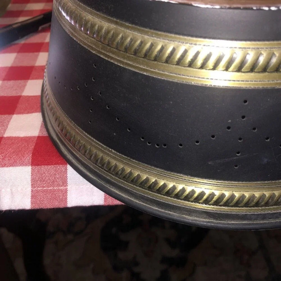 Ceiling Light Perforated Metal Round Shade Vintage Black & Gold - Picture 8 of 8